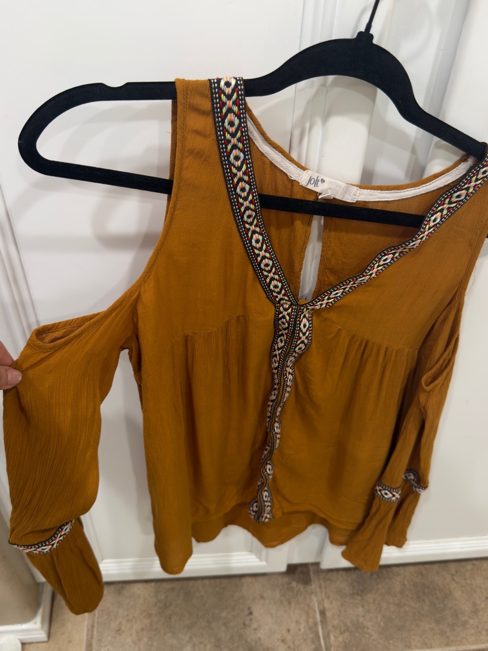 Joie Mustard Cold-Shoulder Boho Top